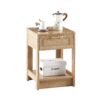 15.75" Rattan End Table With Drawer, Modern Nightstand, Side Table For Living Room, Bedroom - Natural - Image 6