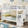 Twin Over Twin Stairway Bunk Bed With Storage And Guard Rail For Bedroom - White - Image 13