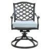 Aluminum 5 Piece Round Dining Set With 4 Swivel Rockers - Light Blue - Image 6