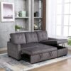 Reversible Sectional Storage Sleeper Sofa Bed, L-Shape 2 Seat Sectional Chaise With Storage, Skin-Feeling Velvet Fabric - Dark Gray - Image 5