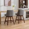 Counter Height Swivel Barstools, 26'' H Seat Height Upholstered Bar Stools (Set of 2), Fabric - Gray - Image 14