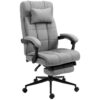 Vinsetto - Executive Linen-Feel Fabric Office Chair High Back Swivel Task Chair With Adjustable Height Upholstered Retractable Footrest, Headrest And Padded Armrest - Light Gray - Image 10