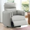 Sagen - Faux Leather Glider Recliner With Swivel - Gray - Image 6