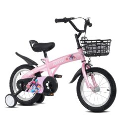 Fkznpj - 16" Sporty Kids Bike With Training Wheels And Stand Adjustable Saddle Suitable For Boys And Girls Aged 4 - 8 Years Tall Height 41 - 46" Available In A Variety Of Colors - Pink