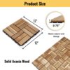 30 Piece Interlocking Deck Tiles Checker Pattern, Square Acacia Hardwood Outdoor Flooring For Patio, Bancony, Pool Side - Yellow - Image 3