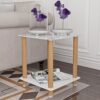 2 Piece Side Table, 2 Tier Space End Table, Modern Night Stand, Sofa Table, Side Table With Storage Shelve - White / Oak - Image 28