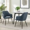 Contemporary Upholstered Woven Dining Chairs - Indigo Blue - Image 5