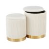 Marla - Contemporary Nesting Pleated Ottoman Set - Gold / Cream - Image 3