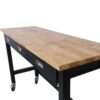 60" Work Bench, Workbench With Drawer Storage, Heavy Duty Bamboo Wood Work Table With Wheels For Garage Home Office - Black / Light Brown - Image 7