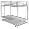 Twin Over Twin Bunk Bed With Trundle - Silver - Image 7