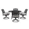 Stylish Outdoor 5 Piece Aluminum Dining Set With Cushion, Swivel And Rocking Chairs - Sandstorm - Image 6