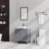 Bathroom Vanity And Sink Combo Glass Top Cabinet With Mirror - Gray - Image 2