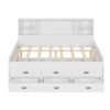Full Size Captain Daybed With Storage Bookcase Headboard, Captain Bed With Trundle And Three Storage Drawers For Kids Teens Dorm Bedroom Multipurpose Guest Room Or Home - White - Image 4