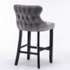 Contemporary Velvet Upholstered Wing-Back Barstools With Button Tufted Decoration And Wooden Legs, And Chrome Nailhead Trim, Leisure Style Bar Chairs, Bar Stools (Set of 4) - Gray - Image 5