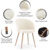Adjust Legs Upholstered Teddy Faux Fur Dining Armrest Chair (Set of 2) - Off White - Image 4