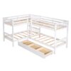 Twin L Shaped Bunk Bed With Drawers - White - Image 6