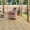 30 Piece Interlocking Deck Tiles Checker Pattern, Square Acacia Hardwood Outdoor Flooring For Patio, Bancony, Pool Side - Yellow - Image 11