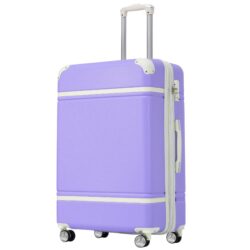 Hardshell Luggage With Tsa Lock, 24" Expandable Lightweight Suitcase With Spinner Wheels, Single Vintage Luggage - Purple