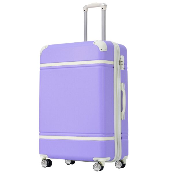 Hardshell Luggage With Tsa Lock, 24" Expandable Lightweight Suitcase With Spinner Wheels, Single Vintage Luggage - Purple