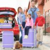 20" Hardside Luggage With Cosmetic Case, 2 Piece Lightweight Suitcase Set With Spinner Wheels, Carry On Vintage Luggage - Purple - Image 8
