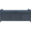 Storage Bench With 3 Shutter-Shaped Doors, Shoe Bench With Removable Cushion And Hidden Storage Space - Antique Navy - Image 9