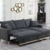 Colton - Woven Reversible Sleeper Sectional Sofa With Storage Chaise - Dark Gray - Image 8