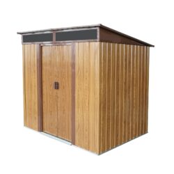 6Ft X 5Ft Outdoor Metal Storage With Transparent Plate And Foundation For Backyard Garden Patio - Coffee