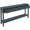 Rustic Entryway Console Table Long Sofa Table With Two Different Size Drawers And Bottom Shelf For Storage - Navy - Image 8