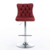 Swivel Velvet Barstools Adjusatble Seat Height From 25-33", Chrome Base Bar Stools With Backs Comfortable Tufted For Home Pub And Kitchen Island, 1712Wr (Set of 2) - Wine Red / Burgundy - Image 3
