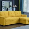 Lucca - Linen Reversible Sleeper Sectional Sofa With Storage Chaise - Yellow - Image 5
