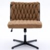 Armless Office Desk Chair No Wheels - Brown - Image 10