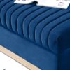 Contemporary Vertical Channel Tufted Velvet Sofa Loveseat Upholstered 2 Pieces Set With 4 Pillows - Blue - Image 5