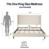 Peyton - King Bed Upholstered With High Headboard, Traditional Hand Buttoned Tufting - Ivory Velvet - Image 15