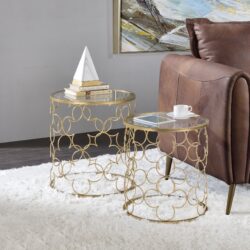 Flowie - Clear Glass Top Nesting Table - Gold