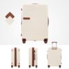 Hardshell Luggage Sets 3 Pieces Contrast Color Suitcase With Spinner Wheels And Tsa Lock 20" 24" 28" Available - Brown / White - Image 13