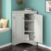 Triangle Bathroom Storage Cabinet With Adjustable Shelves, Freestanding Floor Cabinet For Home Kitchen - Gray - Image 4
