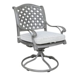 Outdoor 5 Piece Aluminum Dining Set With Cushion, Swivel And Rocking Chairs - Golden Gauze
