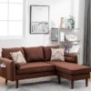 Mia - Sectional Sofa Chaise With USB Charger And Pillows - Brown - Image 4