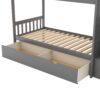Twin Over Full / Twin Bunk Bed, Convertible Bottom Bed, Storage Shelves And Drawers - Gray - Image 15
