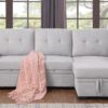 Lucca II - Woven Fabric Reversible Sleeper Sectional Sofa With Storage Chaise and Pocket Coil Seating - Light Gray - Image 10