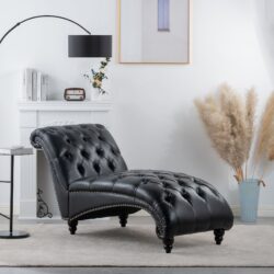 Tufted Armless Chaise Lounge - Black