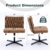 Armless Office Desk Chair No Wheels - Brown - Image 6