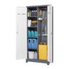 Metal Storage Cabinets, Cleaning Tool Cabinet With Locking Door, Tall Broom Tool Organizer, Large Storage Cabinet For Kitchen - Gray / White - Image 14