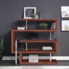 Buck II - Clear Glass, Chrome High Gloss Writing Desk With Shelf - Walnut - Image 5