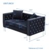 Wide Sofa With Jeweled Buttons Square Arm, 2 Pillows - Black - Image 16