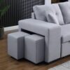 Dennis - Linen Fabric Reversible Sleeper Sectional With Storage Chaise And 2 Stools - Light Gray - Image 5