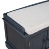 Storage Bench With 4 Doors And Adjustable Shelves, Shoe Bench With Removable Cushion For Living Room, Entryway - Antique Navy - Image 9