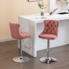 Swivel Velvet Barstools Adjusatble Seat Height From 25-33", Modern Upholstered Chrome Base Bar Stools With Backs Comfortable Tufted For Home Pub And Kitchen Island 1712Pk (Set of 2) - Pink - Image 17