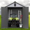Modern Resin Plastic Storage Shed 6X8Ft For Backyard Garden Tool Storage - Black / Gray - Image 8