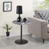 Circa - End Table With Marble Textured Top - Black - Image 4